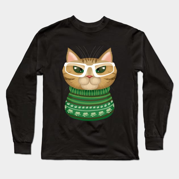 Christmas Cat Lady Long Sleeve T-Shirt by i am Cuta